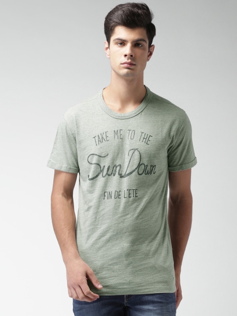 

SELECTED Green Melange Printed T-shirt