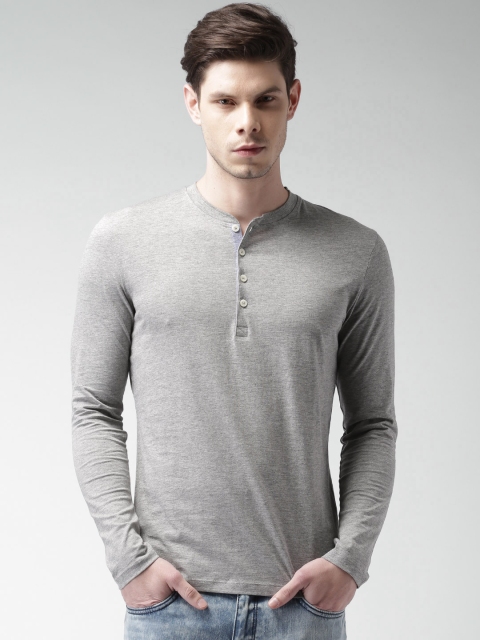 

SELECTED Grey Melange Henley T-shirt