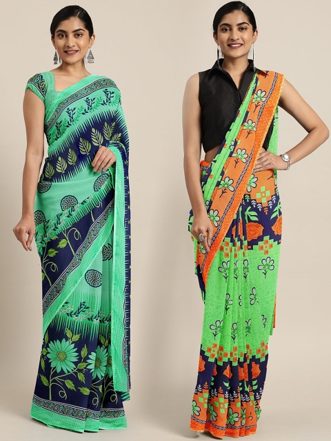 

KALINI Multicoloured Printed Saree, Sea green