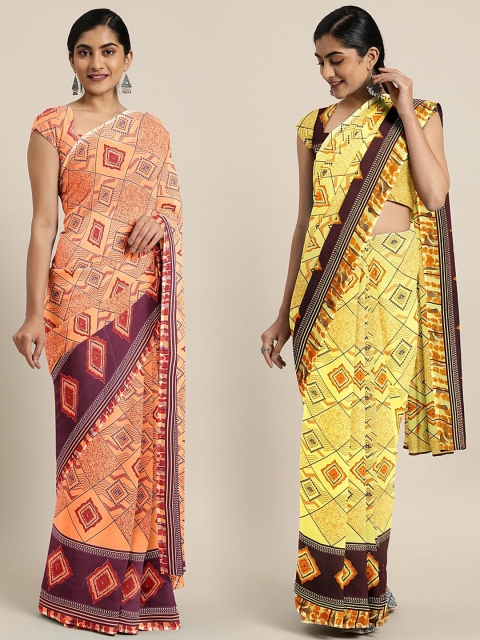 

KALINI Pack of 2 Printed Pure Georgette Saree, Multi