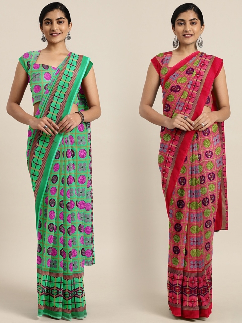 

KALINI Multicoloured Printed Saree, Green