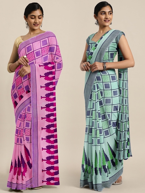

KALINI Pack of 2 Printed Pure Georgette Saree, Multi
