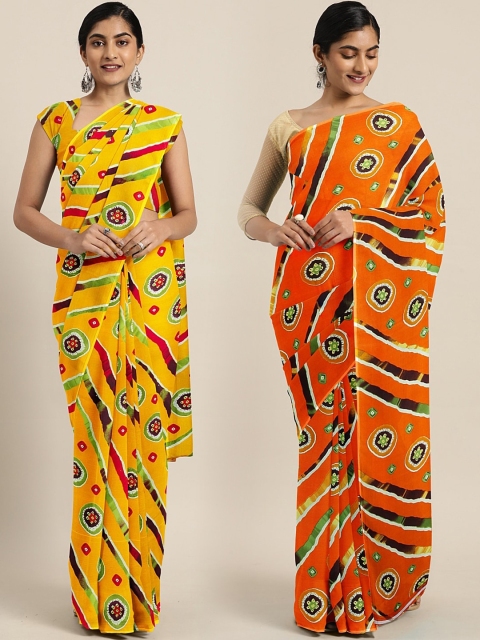 

KALINI Pack of 2 Printed Pure Georgette Saree, Multi