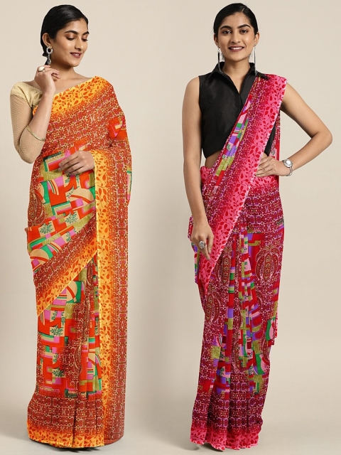 

KALINI Multicoloured Printed Saree, Orange