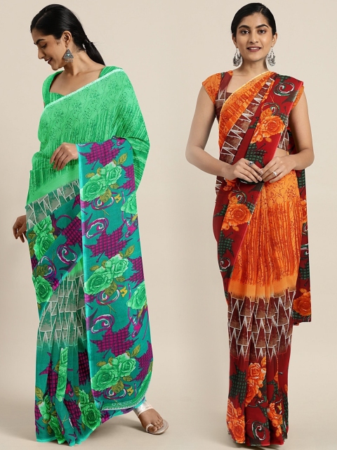 

KALINI Multicoloured Printed Saree, Green