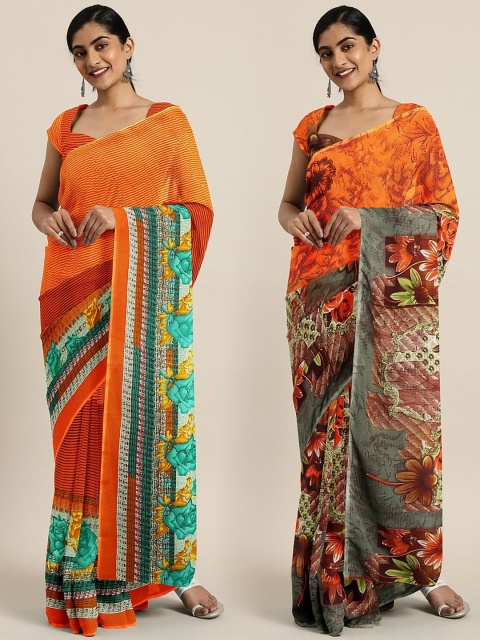 

KALINI Multicoloured Printed Saree, Orange