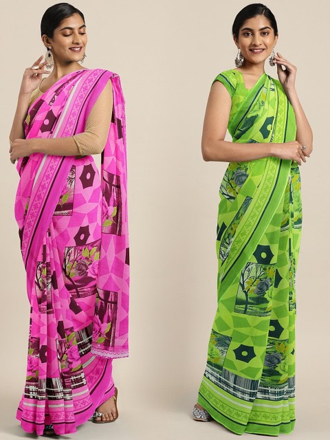 

KALINI Multicoloured Printed Saree, Pink