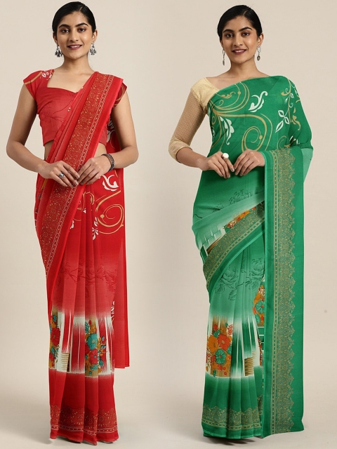 

KALINI Multicoloured Printed Saree, Red