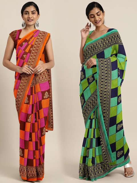 

KALINI Multicoloured Printed Saree, Orange