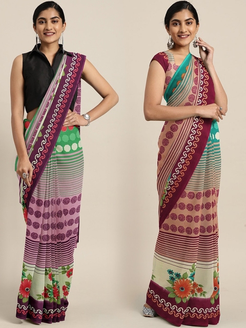 

KALINI Multicoloured Printed Saree, Pink