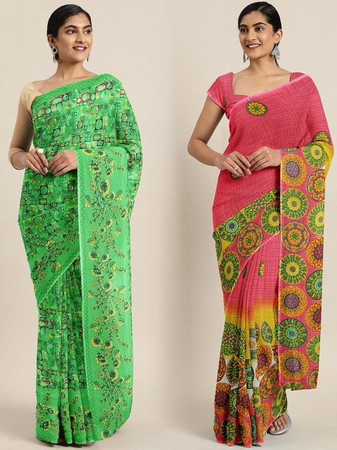 

KALINI Multicoloured Printed Saree, Green