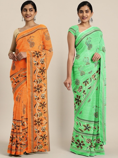 

KALINI Multicoloured Printed Saree, Orange
