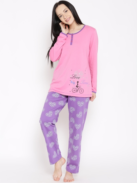 

Kanvin Pink & Purple Printed Nightsuit KAW15209B