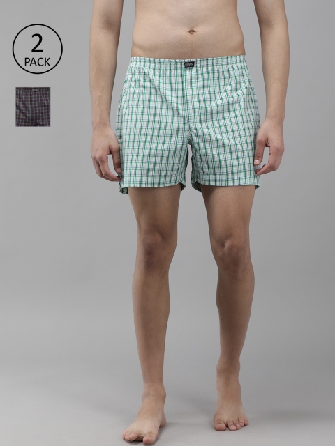 

Roadster Men Pack of 2 Checked Boxers RDST-BOX-PRE-2PP-090, Olive