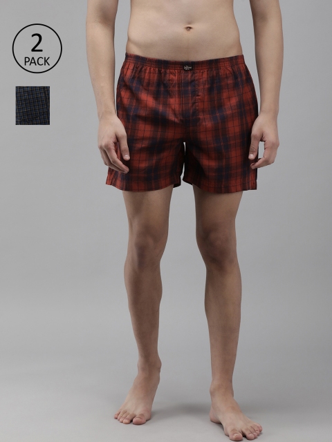 

Roadster Men Pack of 2 Checked Boxers- RDST-BOX-PRE-2PP-077, Red