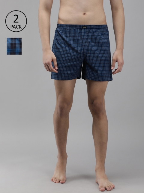 

Roadster Men Pack of 2 Checked Boxers- RDST-BOX-PRE-2PP-079, Navy blue