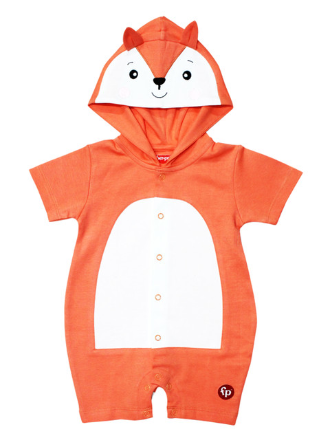 

Fisher Price X Moms Love Infant Boys Orange & White Cotton Colourblocked Hooded Rompers