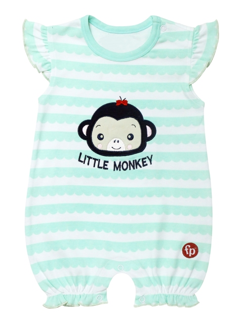 

Fisher Price X Moms Love Infant Girls Mint Green & White Cotton Striped Rompers