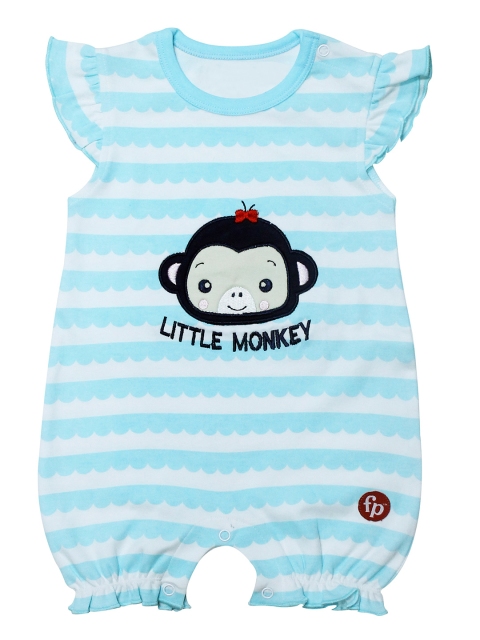 

Fisher Price X Moms Love Infant Girls Blue & White Cotton Striped Rompers