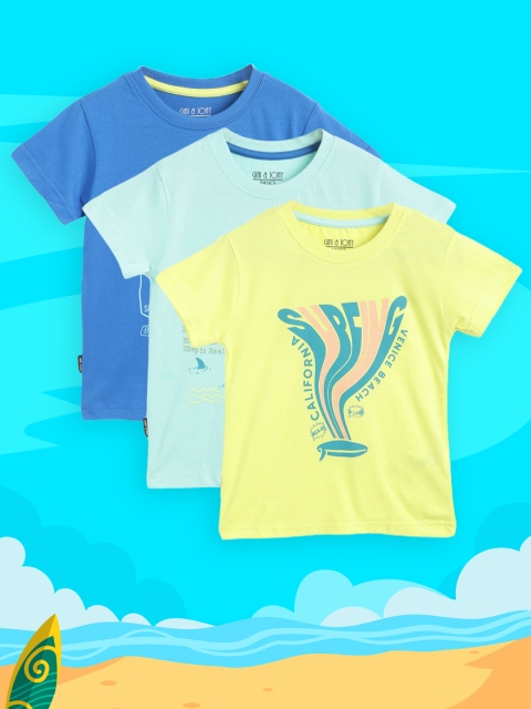 

Gini and Jony Infant Boys Pack of 3 Graphic Print Cotton T-shirts, Yellow