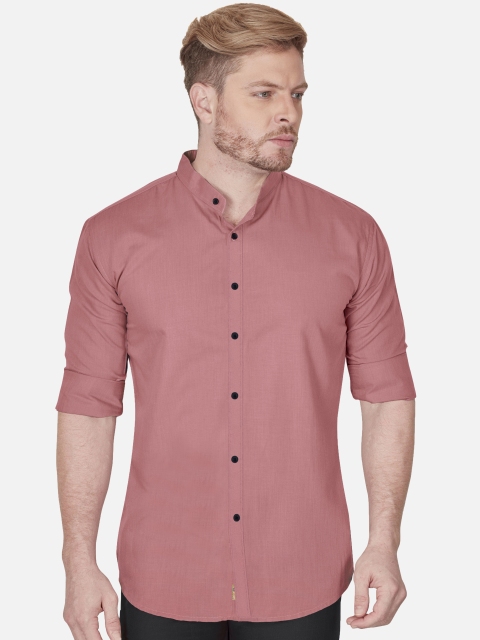 

VeBNoR Men Pink Slim Fit Solid Pure Cotton Casual Shirt