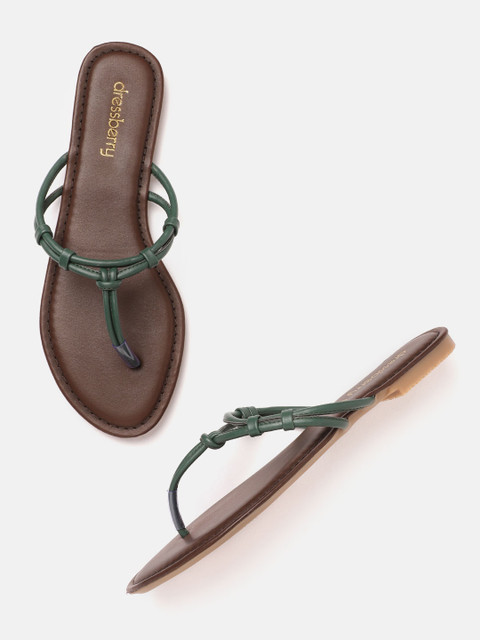 

DressBerry Women Green T-Strap Flats