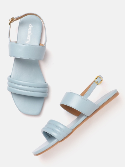 

DressBerry Women Blue Quilted Open Toe Flats