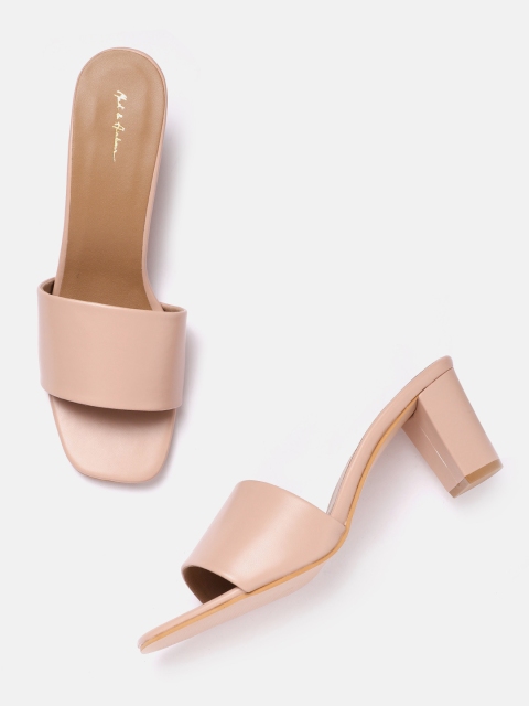 

Mast & Harbour Women Peach-Coloured Solid Block Heels