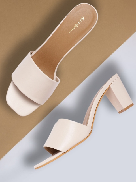 

Mast & Harbour Women Off White Solid Block Heels