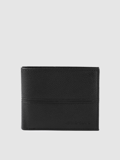 

Peter England Men Black Solid Leather Two Fold Wallet