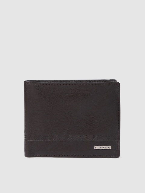 

Peter England Men Black Solid Leather Two Fold Wallet