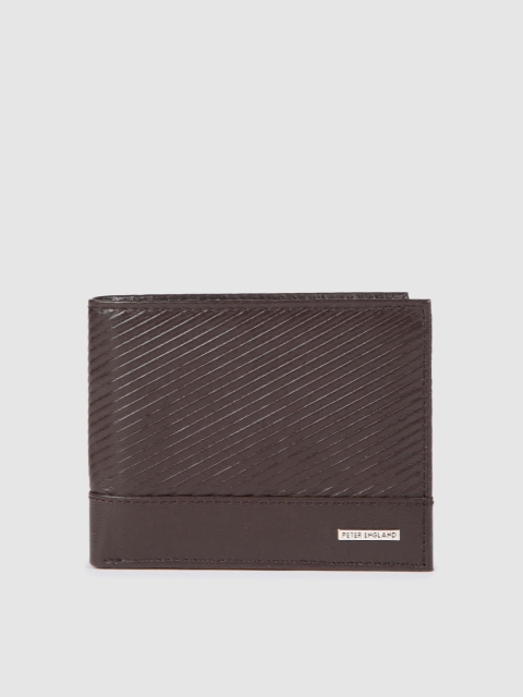 

Peter England Men Brown Textured Leather Two Fold Wallet