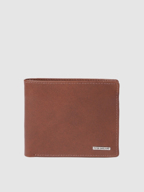 

Peter England Men Tan Solid Leather Two Fold Wallet