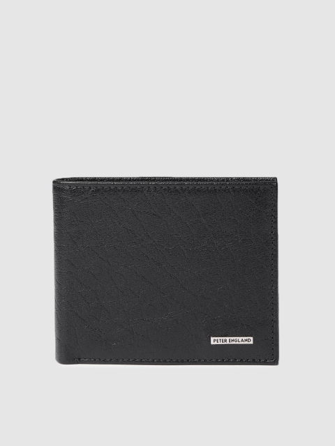 

Peter England Men Black Solid Leather Two Fold Wallet