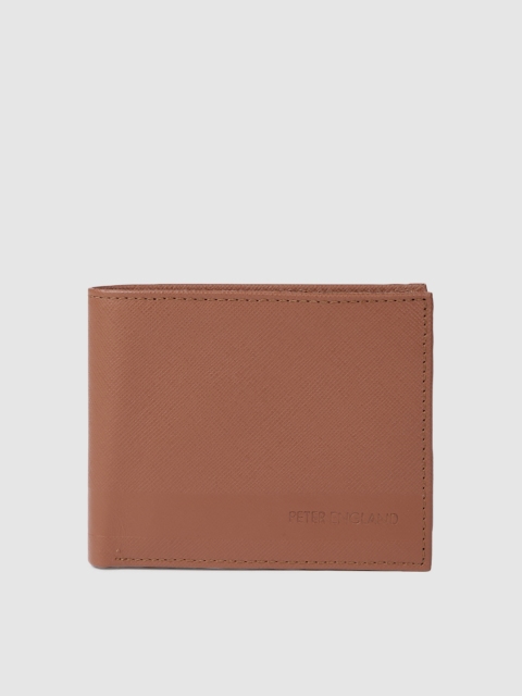

Peter England Men Brown Textured Leather Two Fold Wallet
