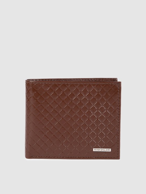 

Peter England Men Brown Textured Leather Two Fold Wallet