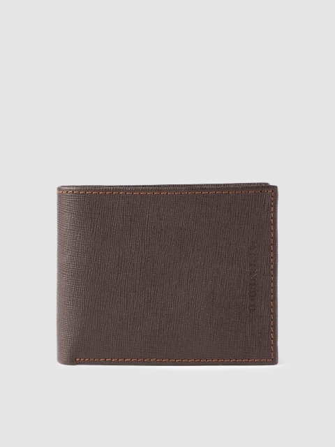 

Peter England Men Brown Textured Genuine Leather Two Fold Wallet