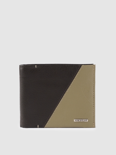 

Peter England Men Black & Beige Colourblocked Leather Two Fold Wallet