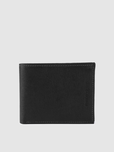 

Peter England Men Black Textured Leather Two Fold Wallet