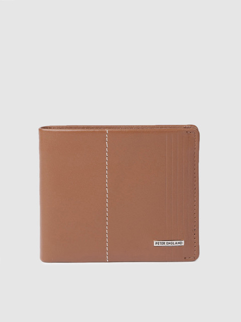 

Peter England Men Brown Solid Leather Two Fold Wallet
