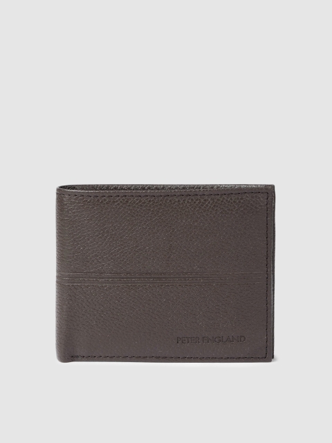 

Peter England Men Brown Solid Leather Two Fold Wallet