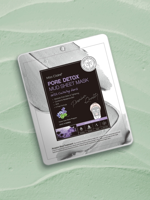 

Miss Claire Pore Detox Mud Sheet Mask with Calming Herb 15 g, Transparent