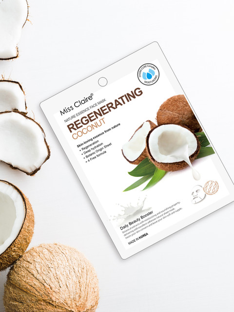 

Miss Claire Nature Essence Biodegradable Face Mask Sheet - Regenerating Coconut, Transparent