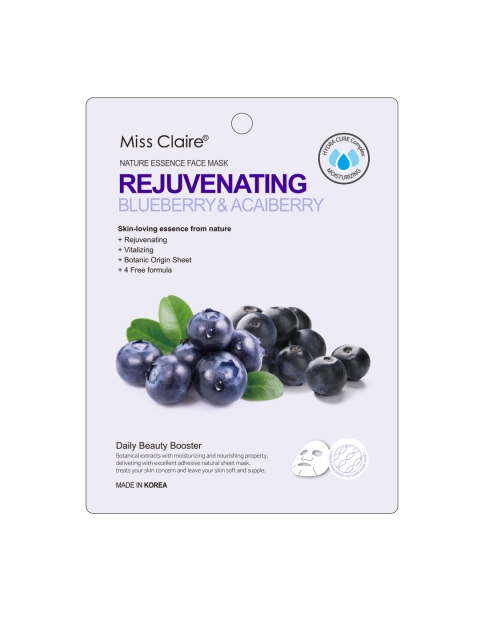 

Miss Claire Nature Essence Face Mask - Blueberry & Acai Berry, Blue