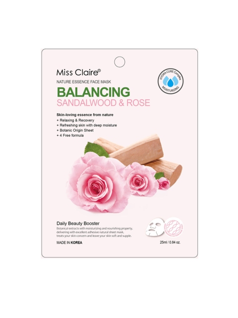 

Miss Claire Nature Essence Biodegradable Face Mask Sheet - Balancing Sandalwood & Rose, Transparent