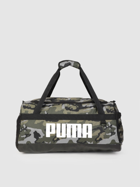 

Puma Unisex Green & Black Brand Logo & Camo Print Challenger Duffel Bag