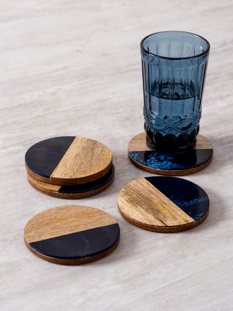 

nestroots Set of 5 Brown & Black Colourblocked Coasters