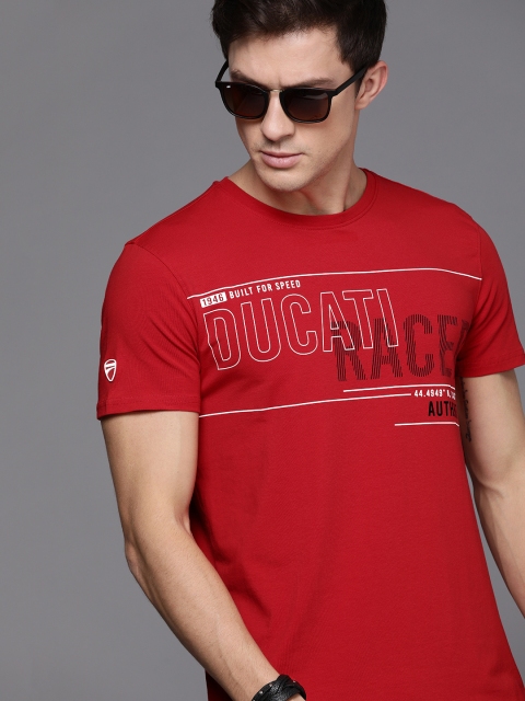 

Ducati Men Red Typography Printed Round Neck T-shirt