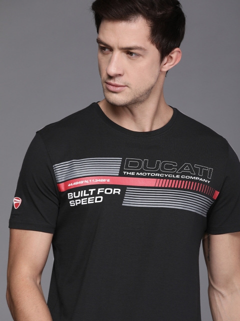 

Ducati Men Black & White Brand Logo Printed T-shirt