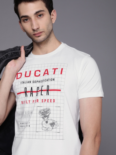 

Ducati Men White Biker Printed T-shirt